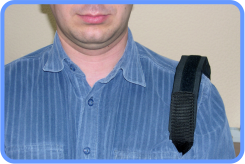 Расположение ленточного излучателя при лечении плече-лопаточного периартрита.